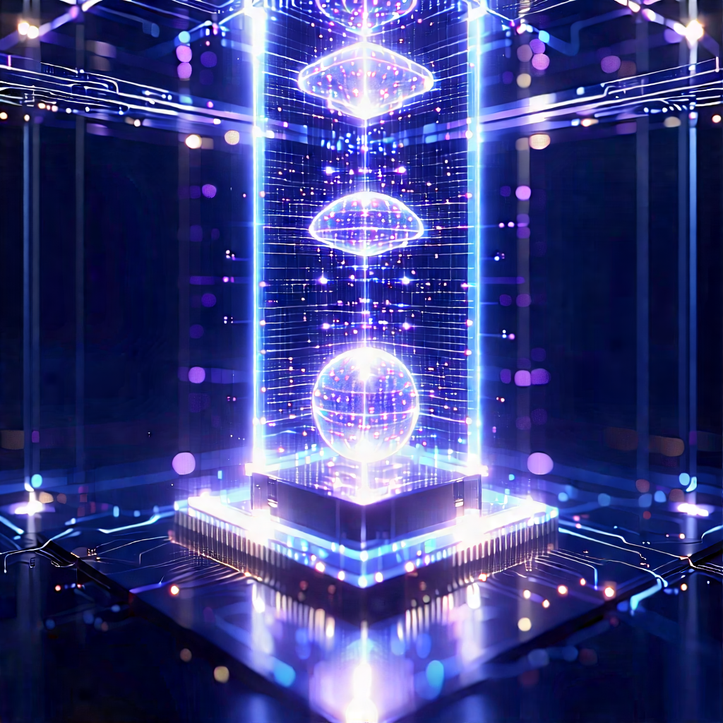 Quantum Computer With Holographic Projection With Image, There