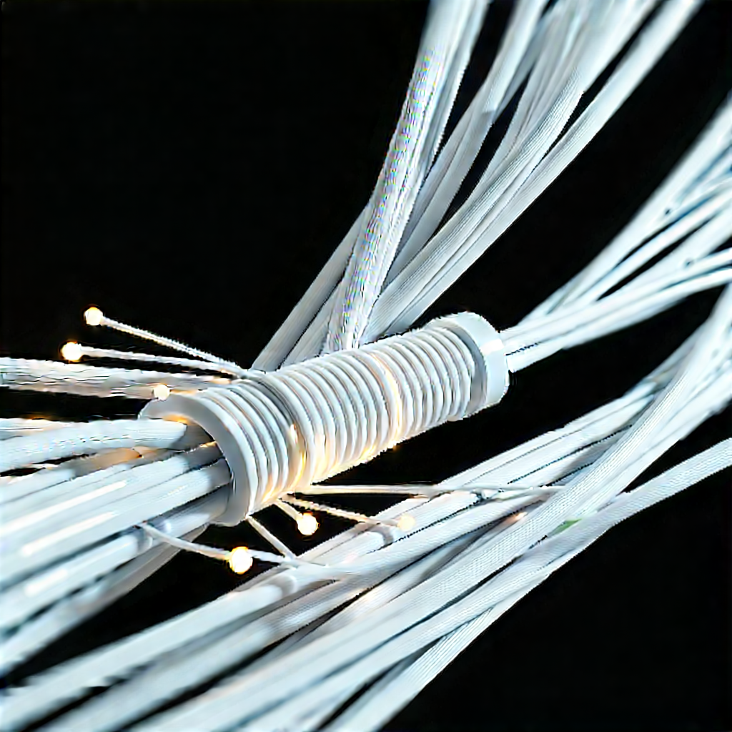 Close-up of fiber optic cables