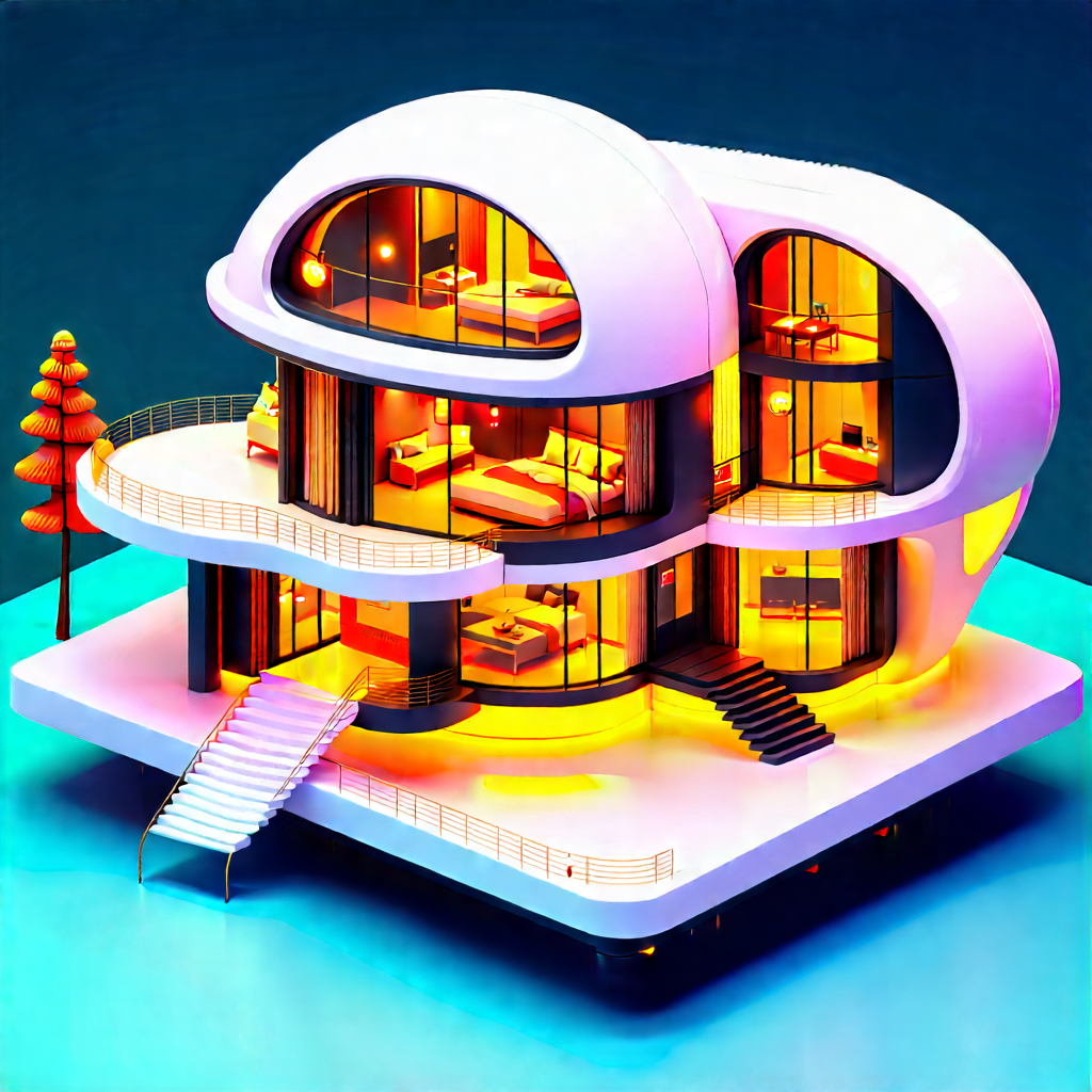 (futuristic:1.14) Smart Home With Large, Modern-looking