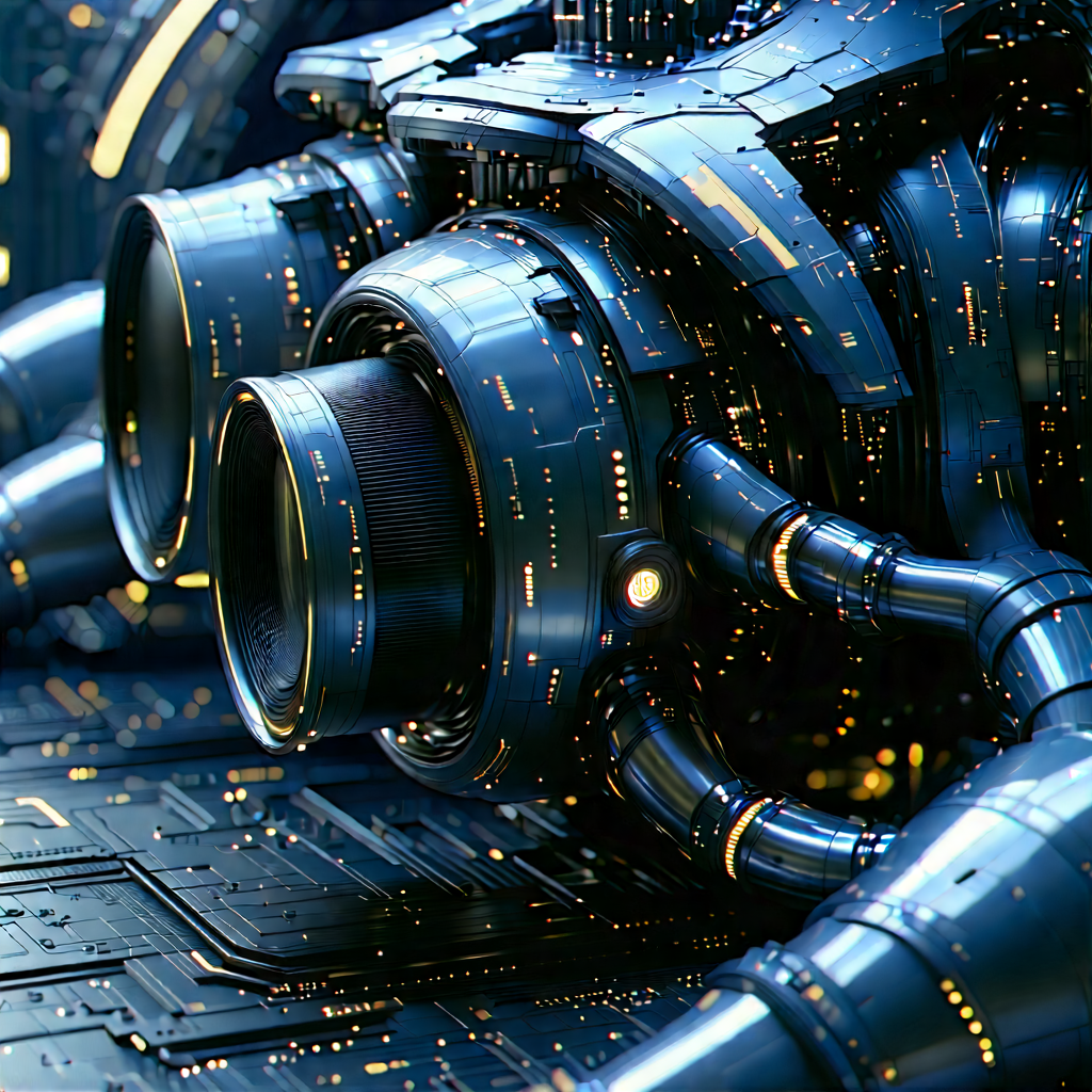Close-up Of Cooling System With Futuristic Spacecraft