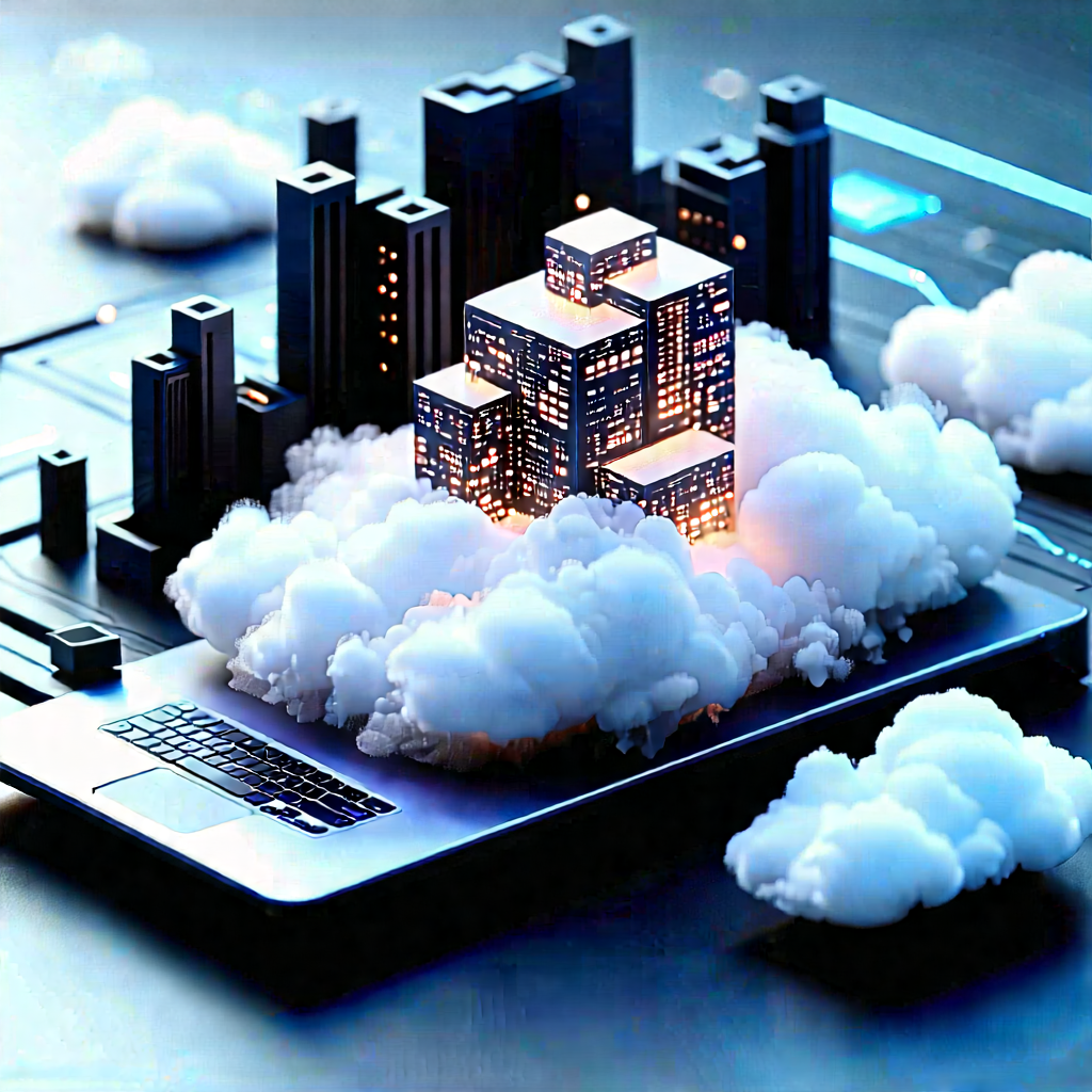 Cloud Computing Visualization With Laptop Computer
