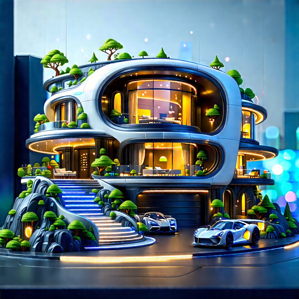 Futuristic Smart Home With Large, Futuristic