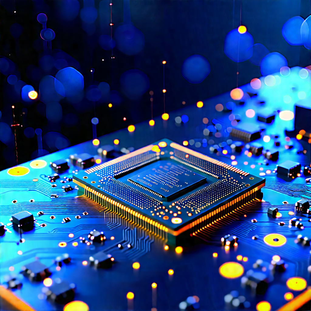 Circuit Board With (digital:1.44) Particles With Close-up Computer