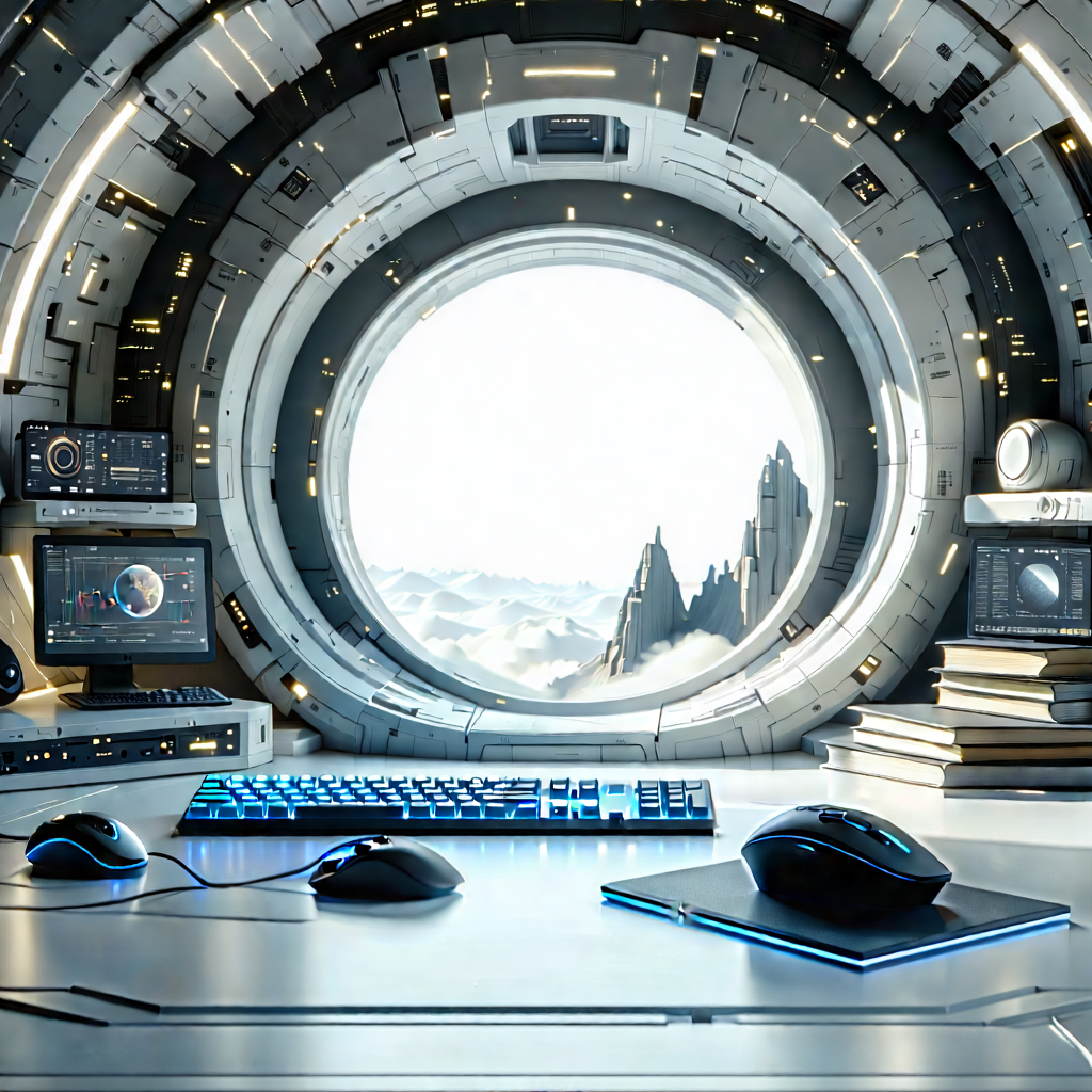 Futuristic Digital Workspace With Image, There