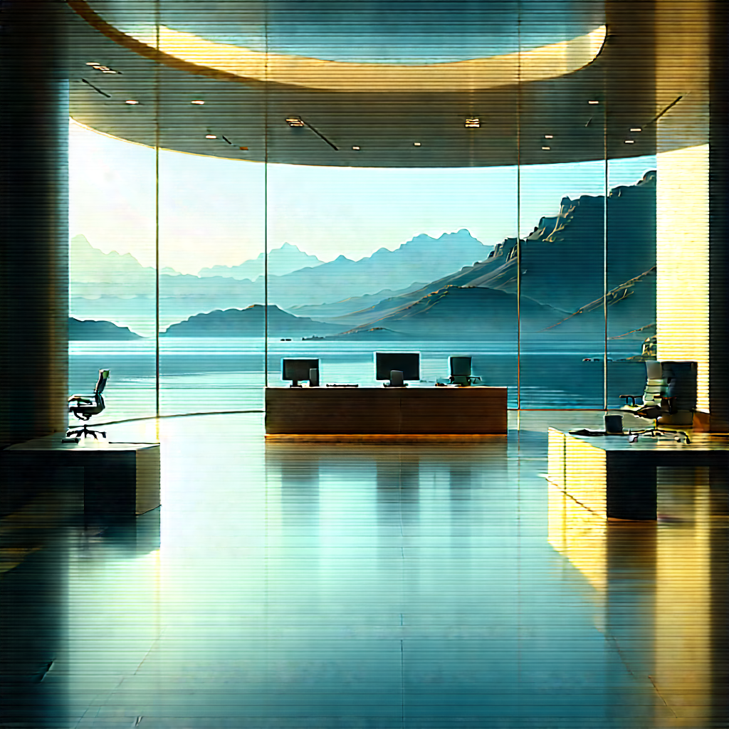 Futuristic Tech Startup Office With Large Office