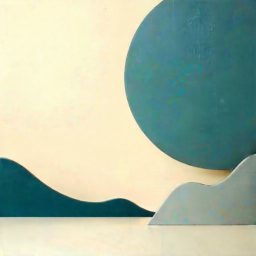 Minimalist Composition With Muted Color Palette With Large Blue