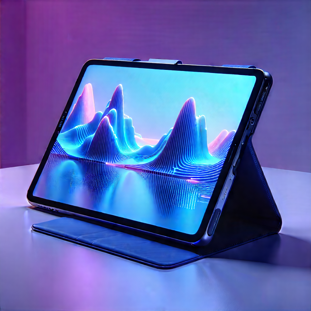Tablet With (digital:1.24) Artwork With Large, Curved