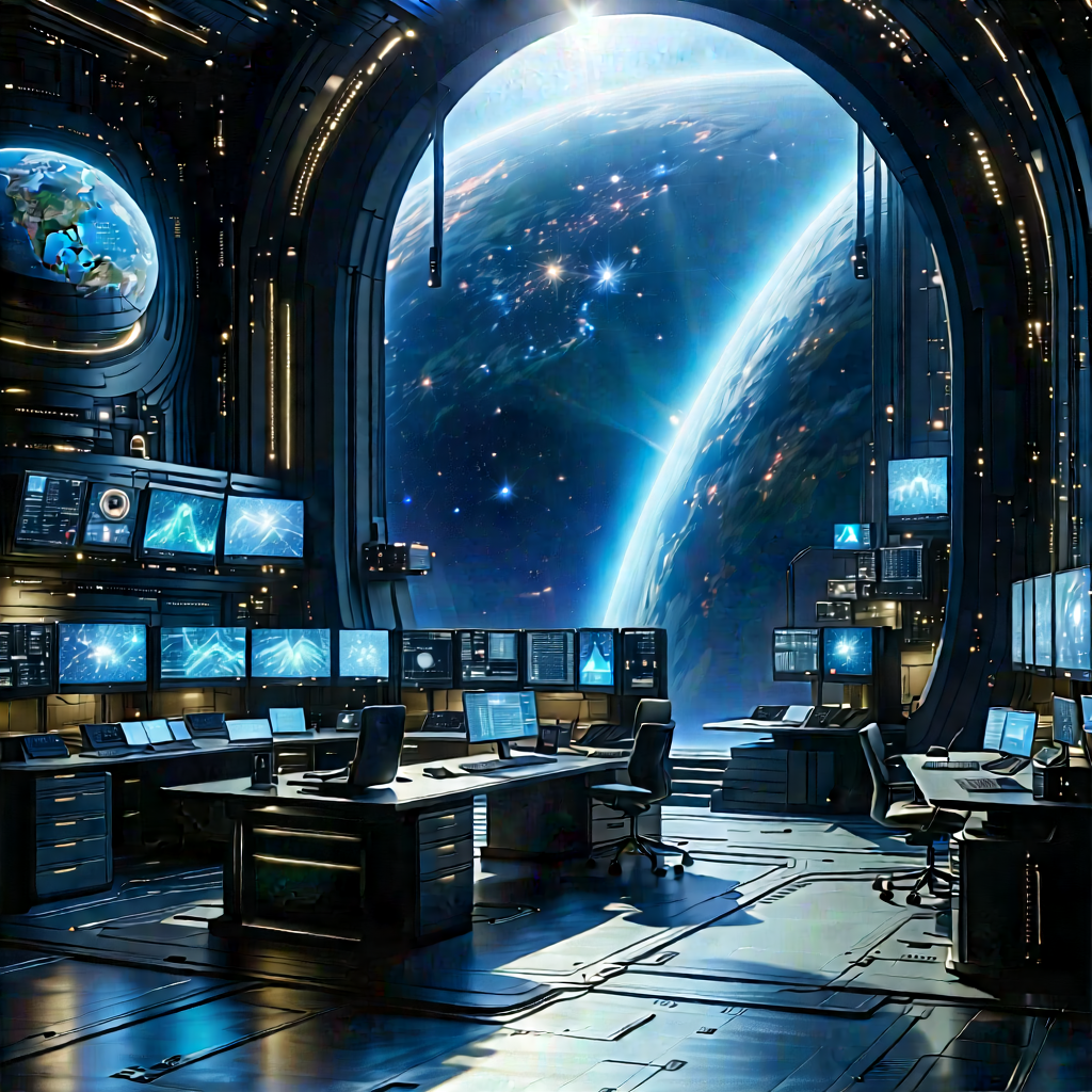 Futuristic Digital Workspace With Futuristic Setting,