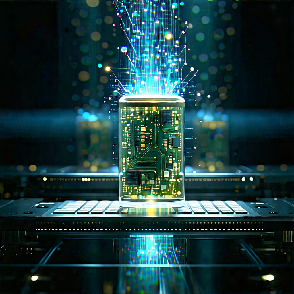 Quantum Computer With Data Streams With Computer Shown
