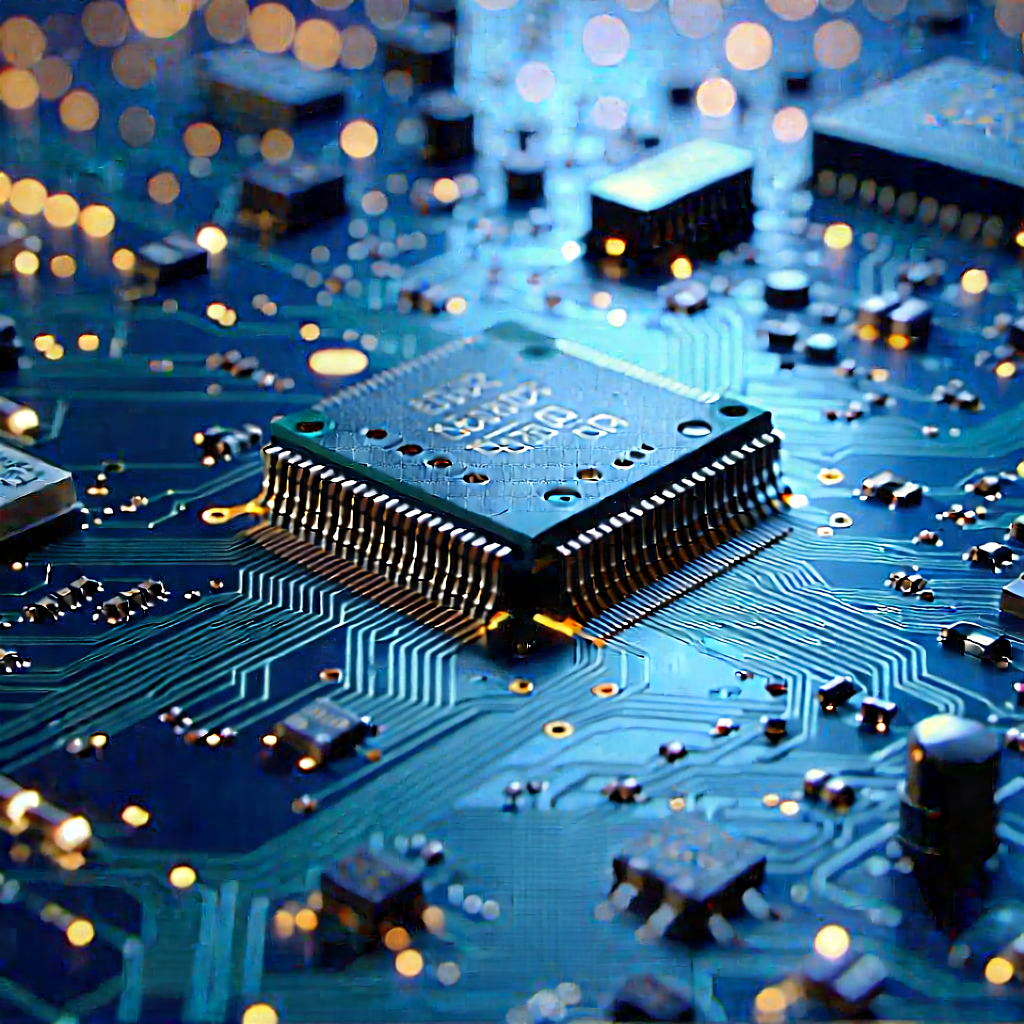 Close-up Of Electronic Circuit With Close-up Computer