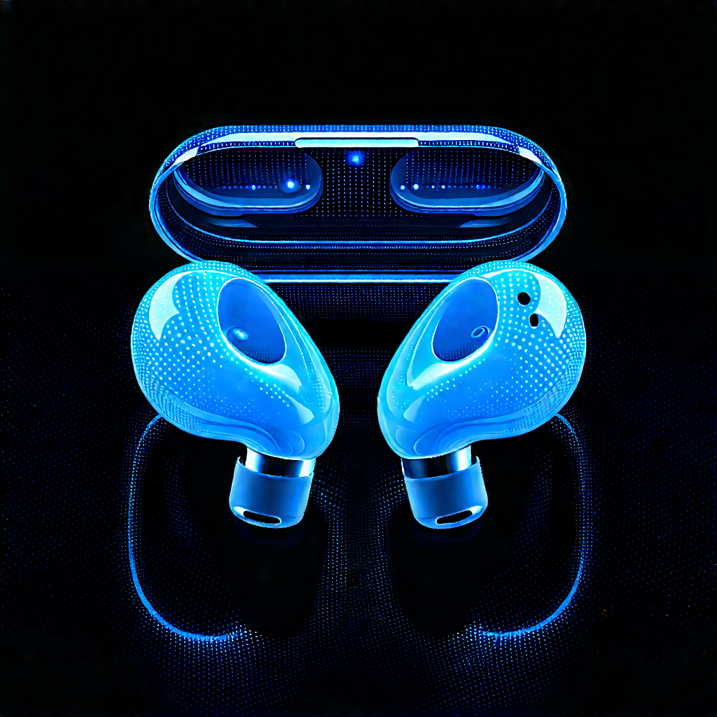 Wireless Earbuds With Data Visualization With Pair Blue