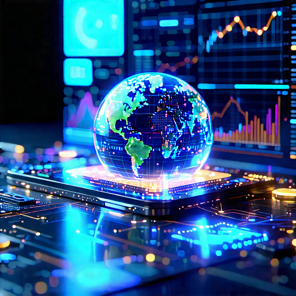 Financial Technology In Design Studio With Large, Blue,