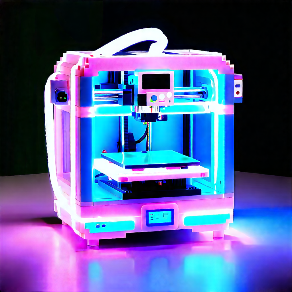 3d Printer With Neon Accents With Printer Sitting