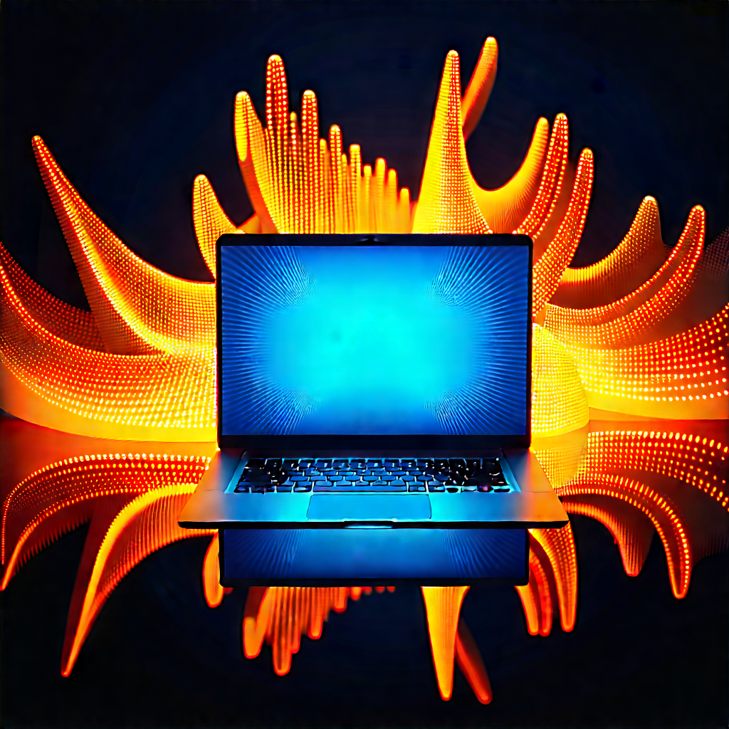 Laptop With Glowing Screen With Laptop Computer