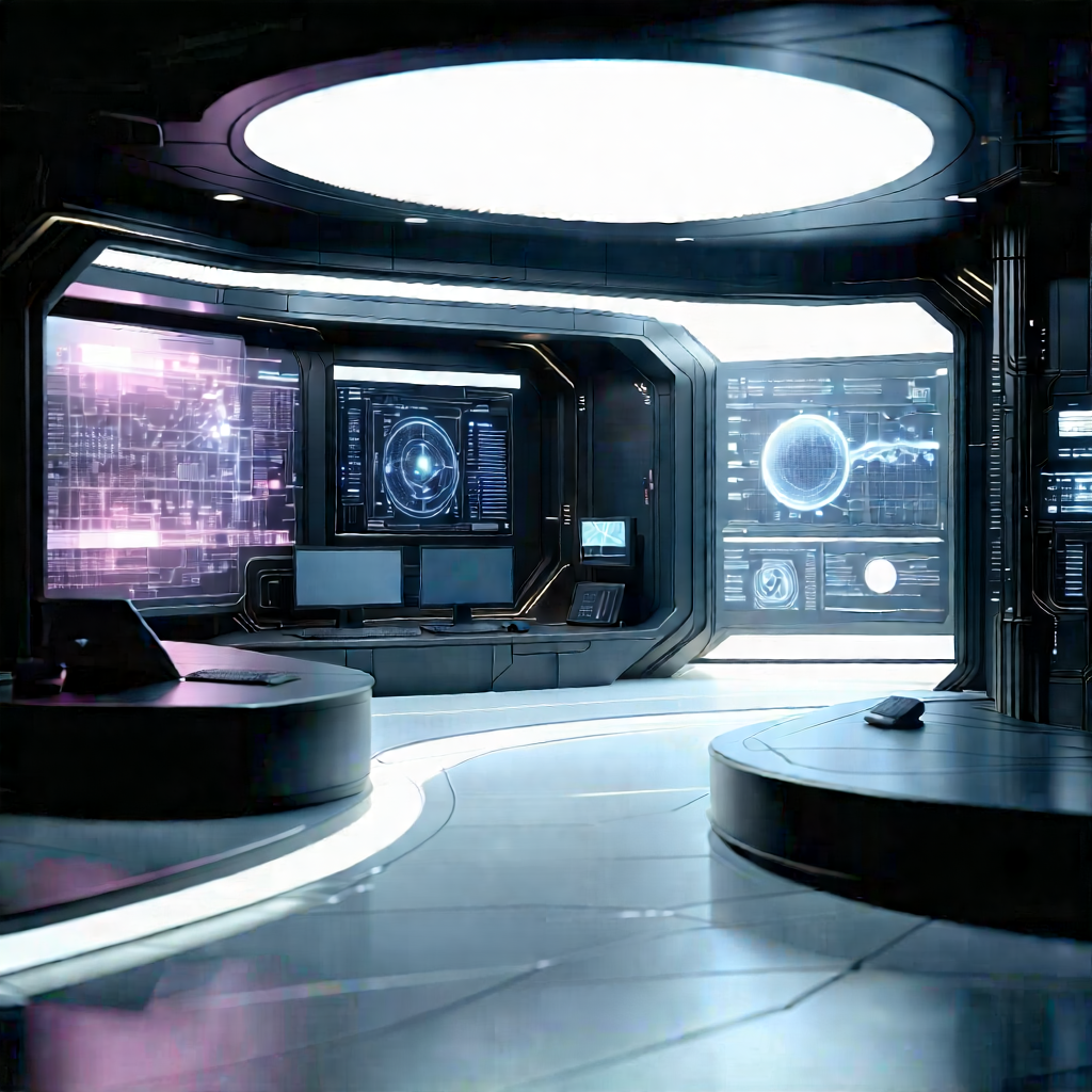 (futuristic:1.1) tech startup office