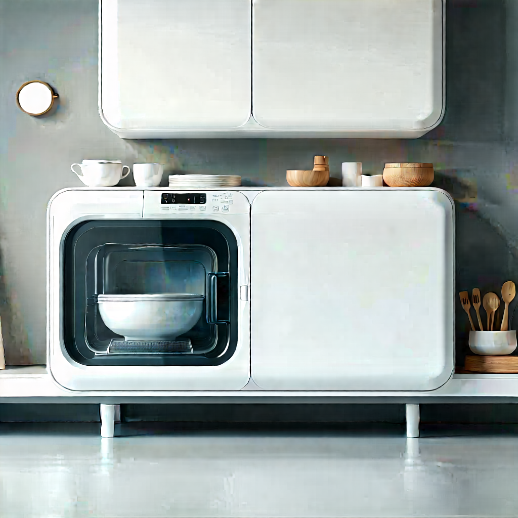 Innovative Smart Appliance (design:1.42) With White Microwave