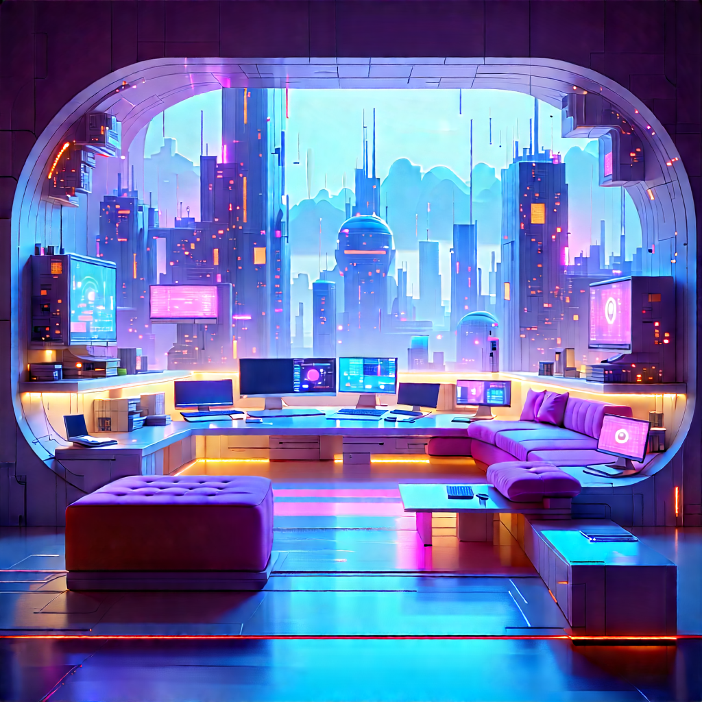 Futuristic Tech Startup Office With Futuristic Scene,