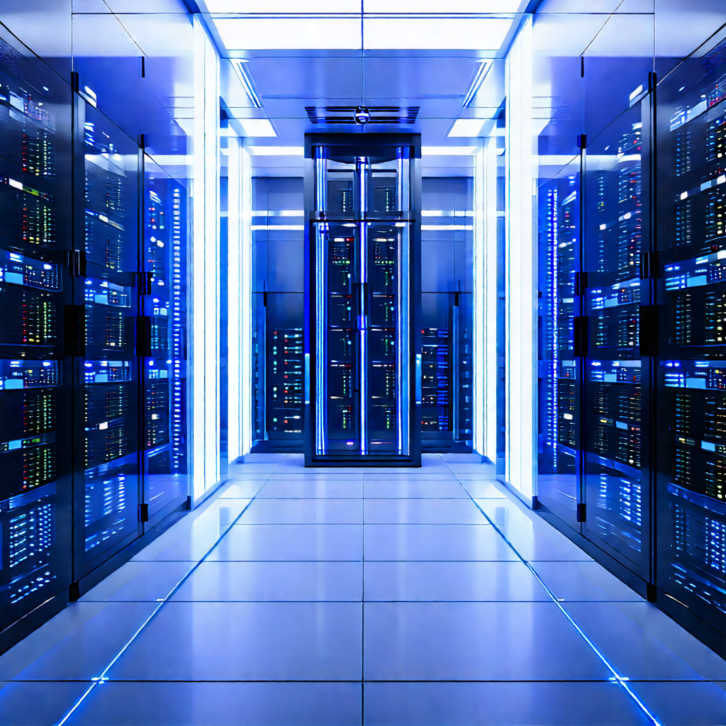 (futuristic:1.16) Server Room With Image, There