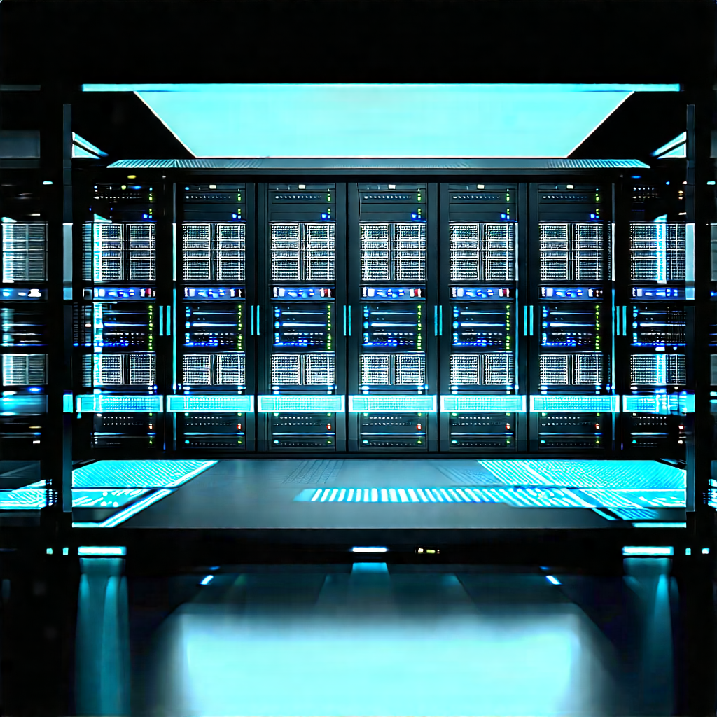 Server Rack With Data Streams With Image, There