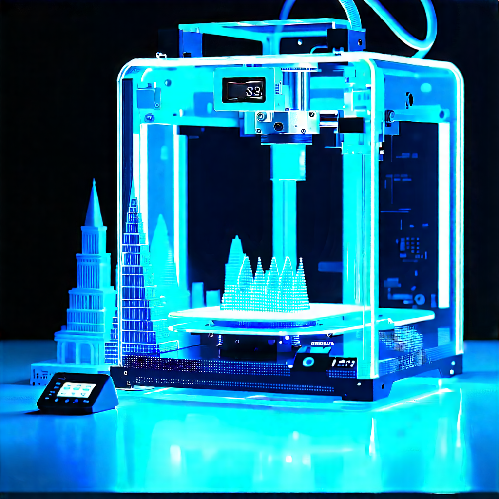 3d Printer With Neon Accents With Printer Blue