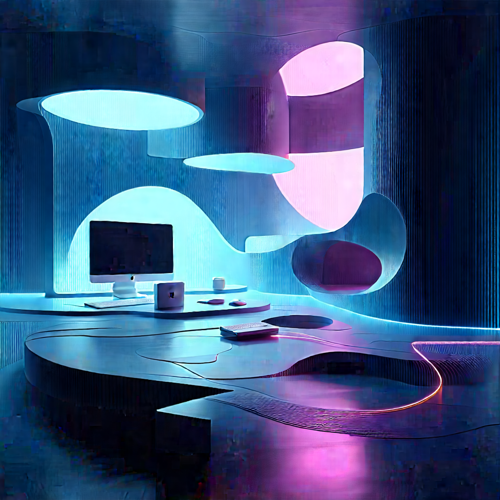 (futuristic:1.13) Digital Workspace With Image, There