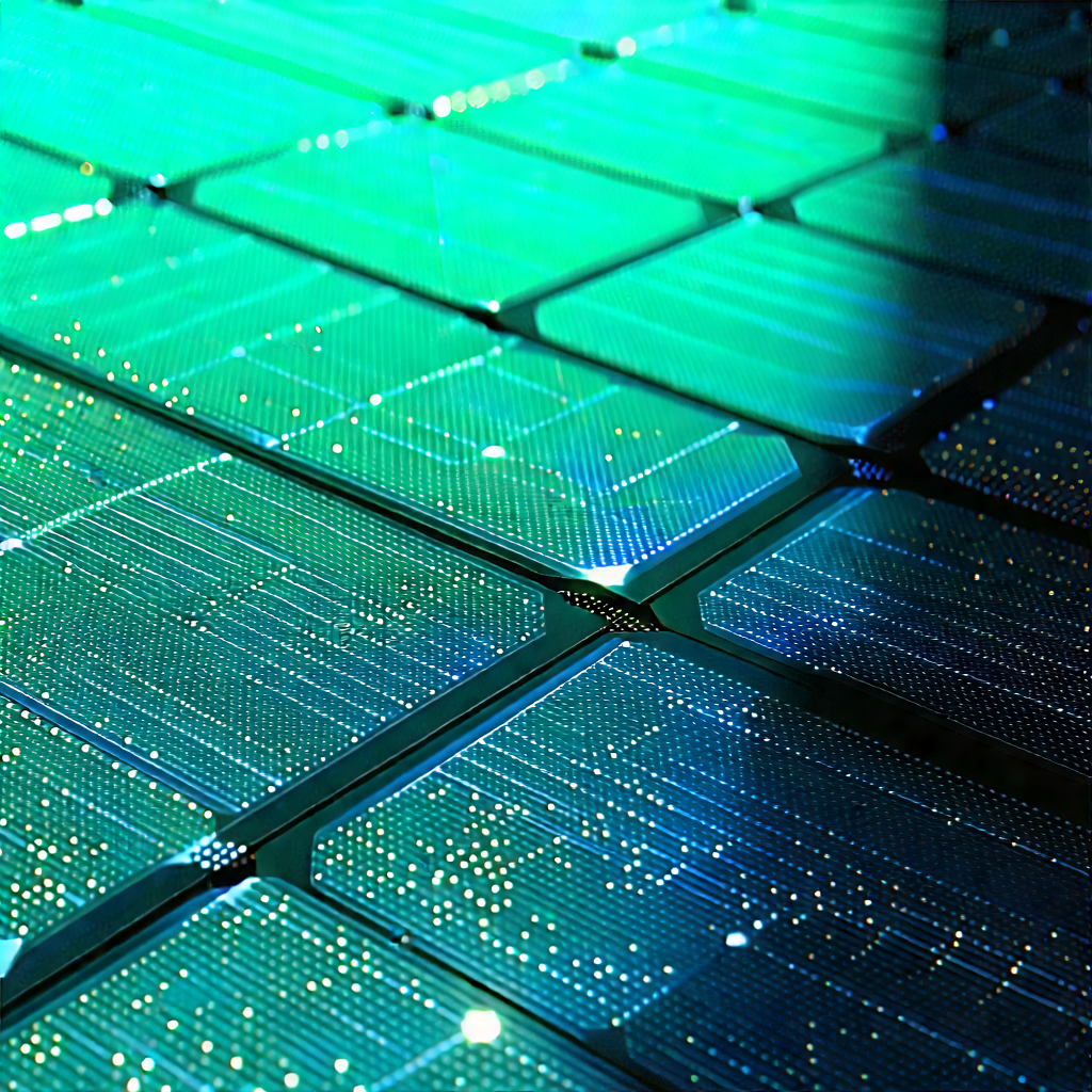 Solar panel with digital particles