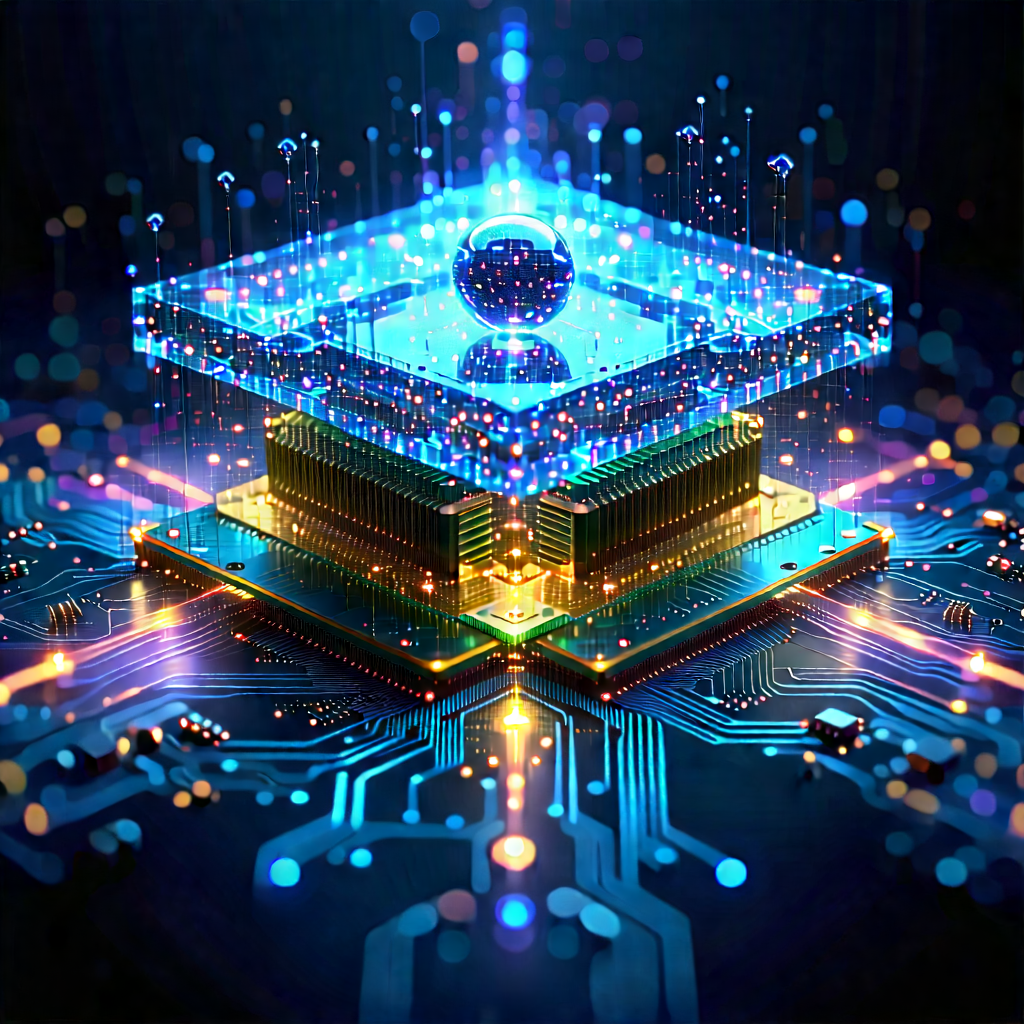 Quantum Computer With Data Streams With Blue Gold