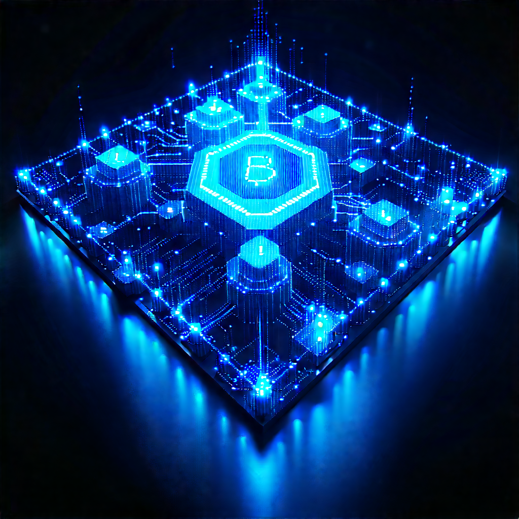 Blockchain Network Visualization With Blue, Hexagonal-shaped