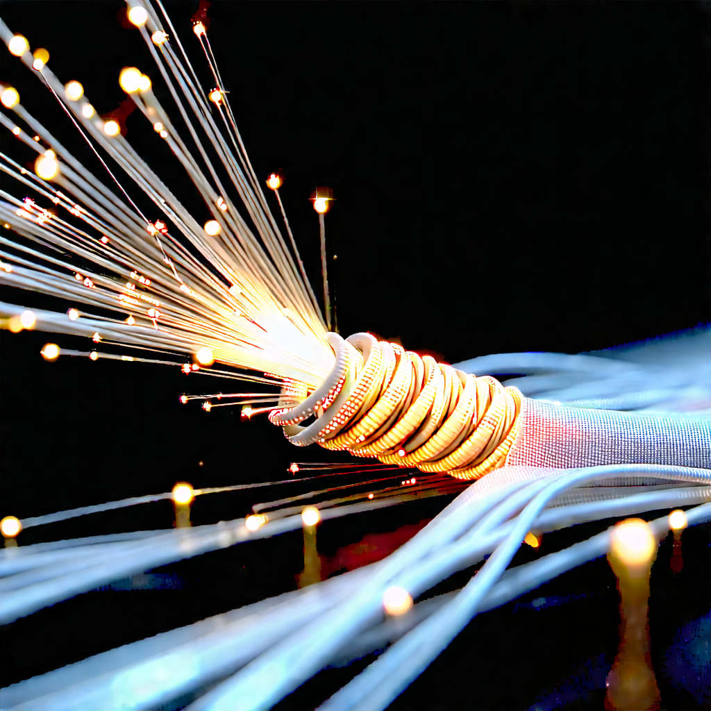 Close-up Of Fiber Optic Cables With Close-up Bunch