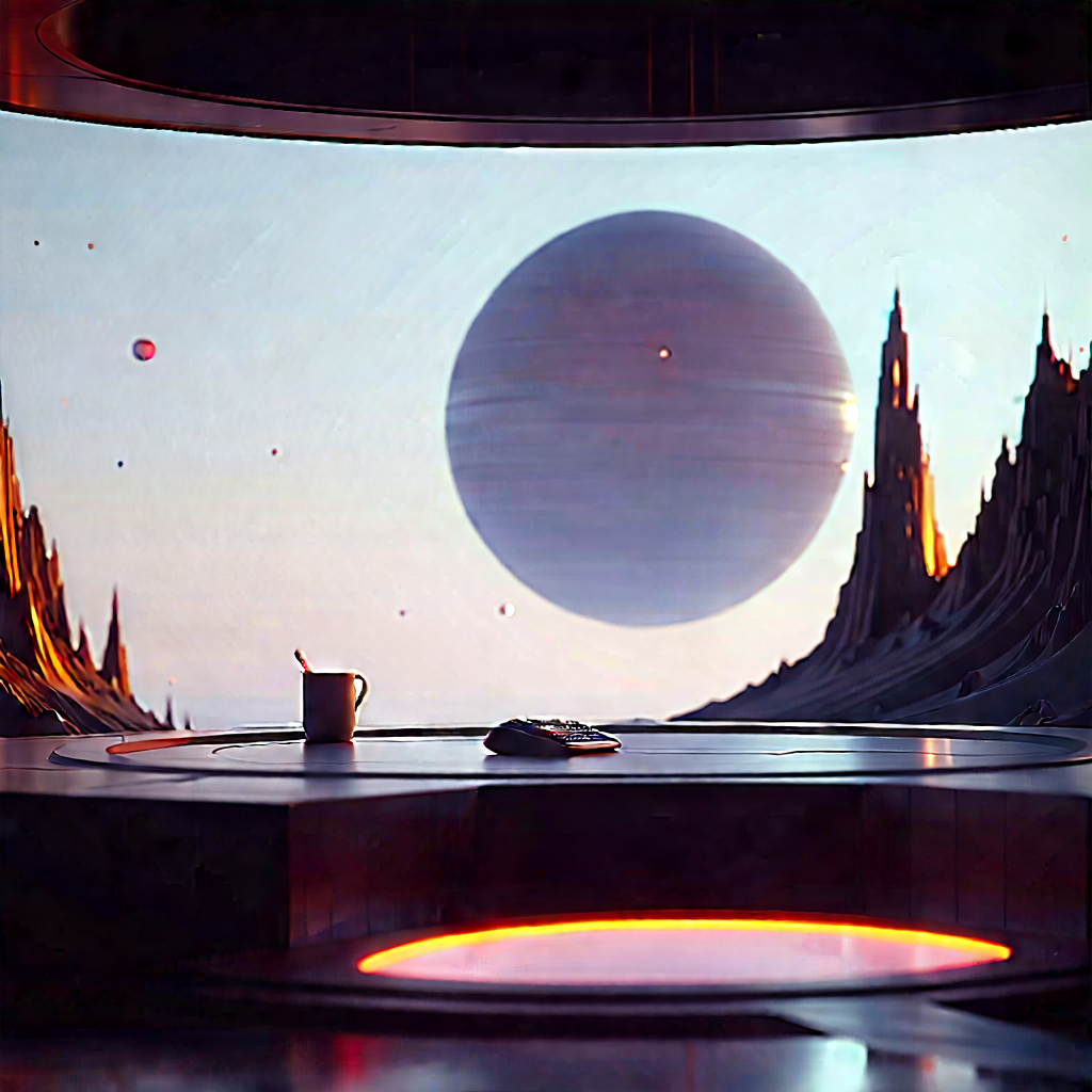 Futuristic Digital Workspace With Image, There
