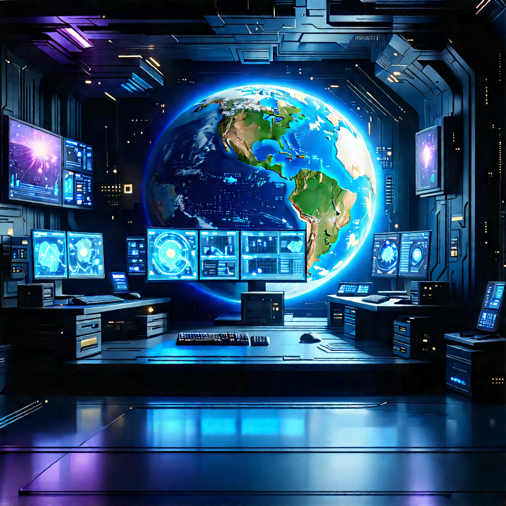 Futuristic Digital Workspace With Image, There