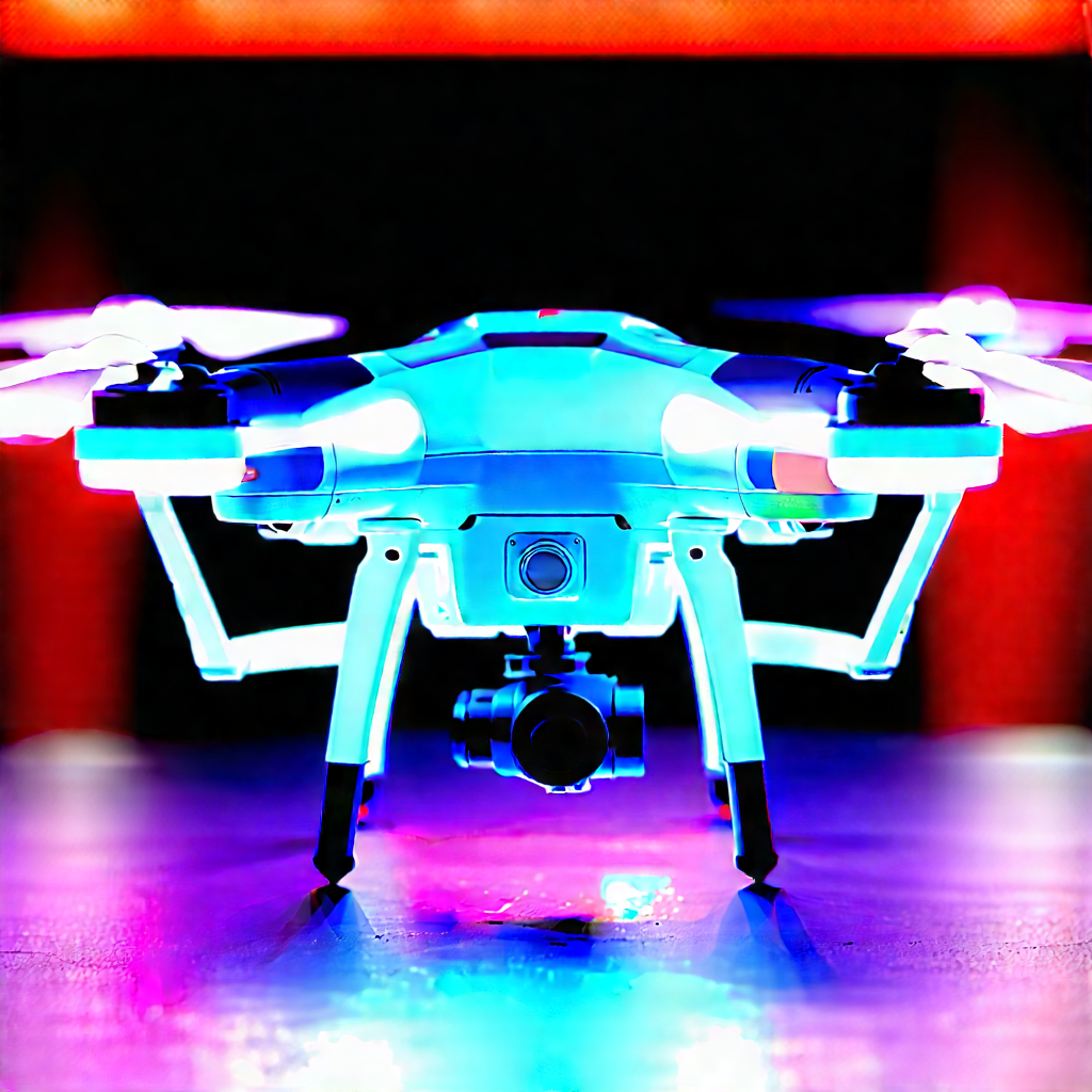 Drone With Glowing Screen With Small Blue