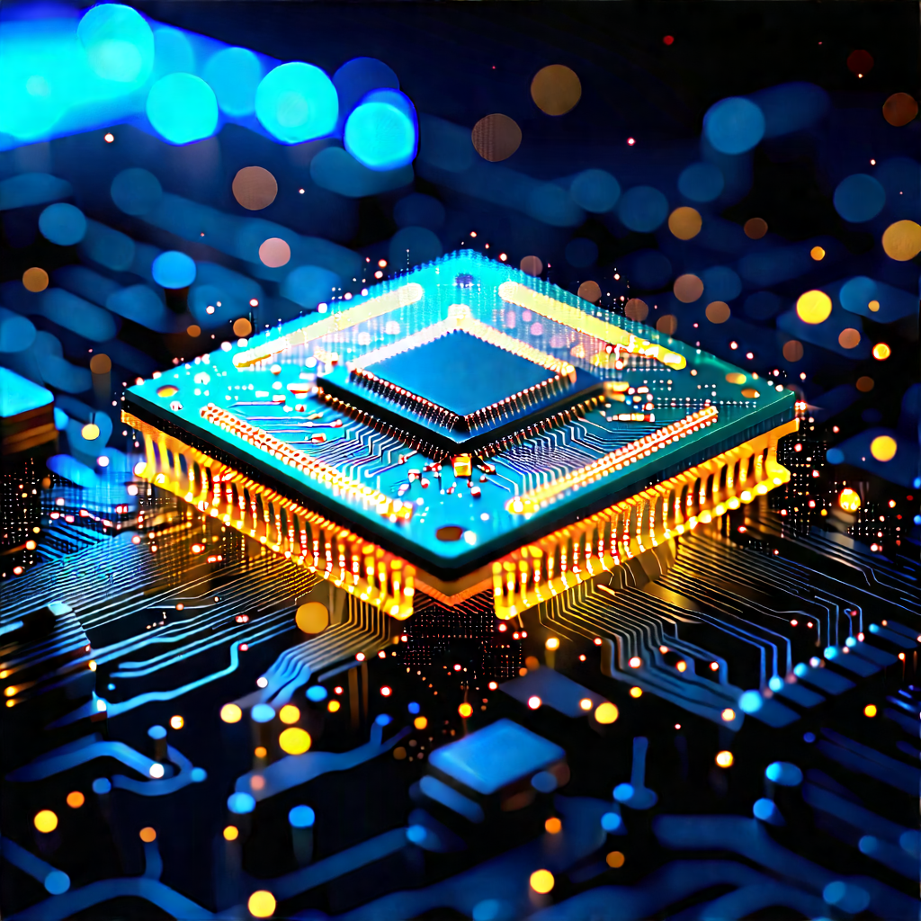 Microchip With (digital:1.37) Particles With Close-up Computer