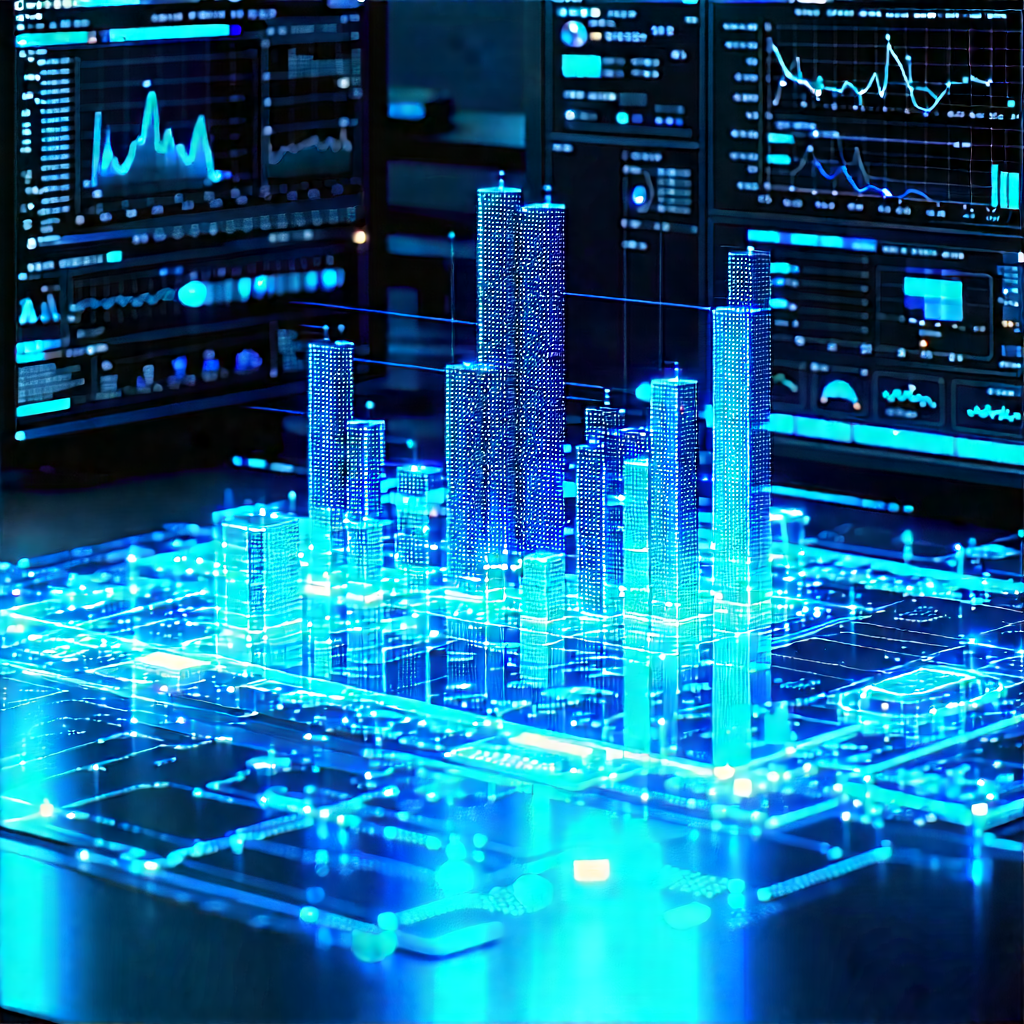 Financial Technology In Modern Laboratory With Futuristic Cityscape