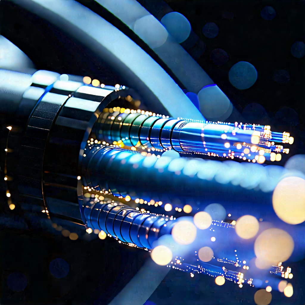 Close-up of fiber optic cables