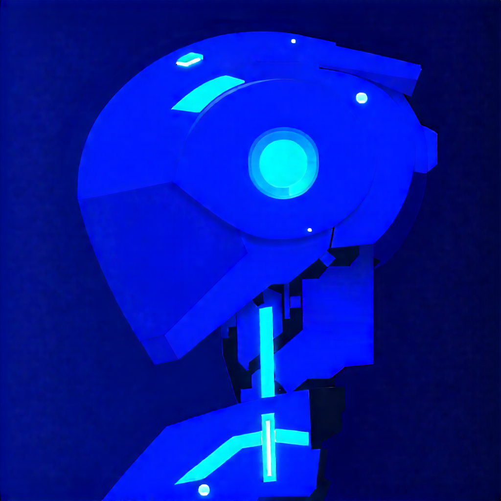 Robot with blue light (glow:1.23)