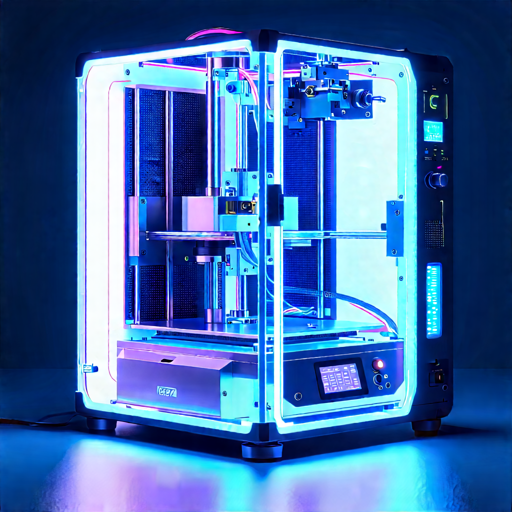 3d printer with neon accents