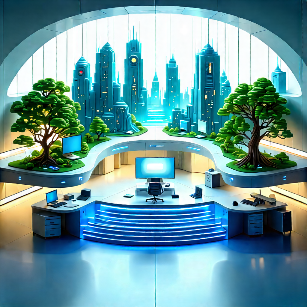 Futuristic Tech Startup Office With Large, Well-lit