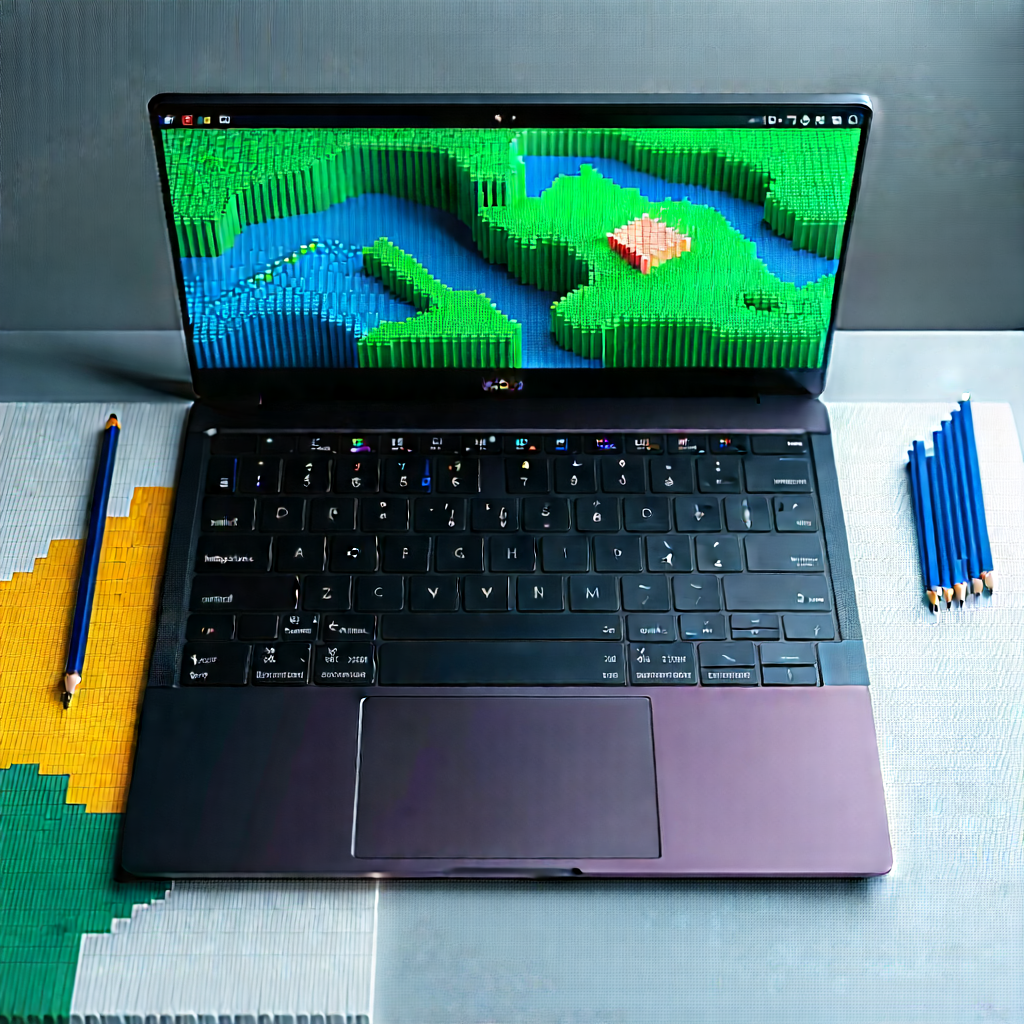 Laptop with data visualization