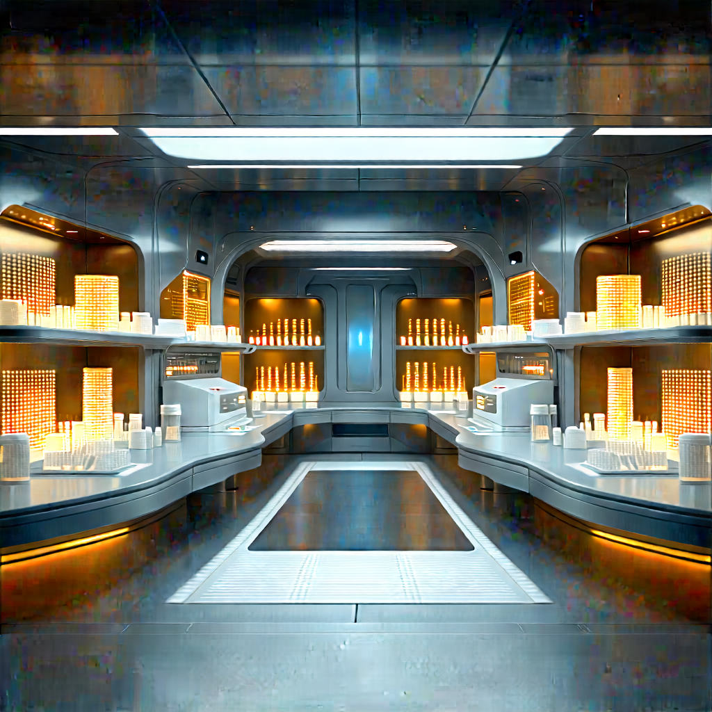 Futuristic Research Laboratory With Image, There