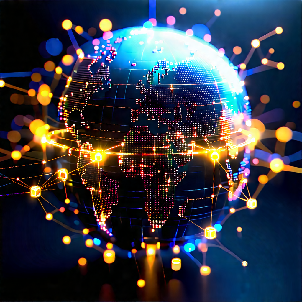Blockchain Network Visualization With Blue Yellow