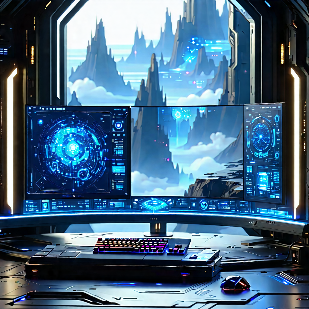 Futuristic digital workspace