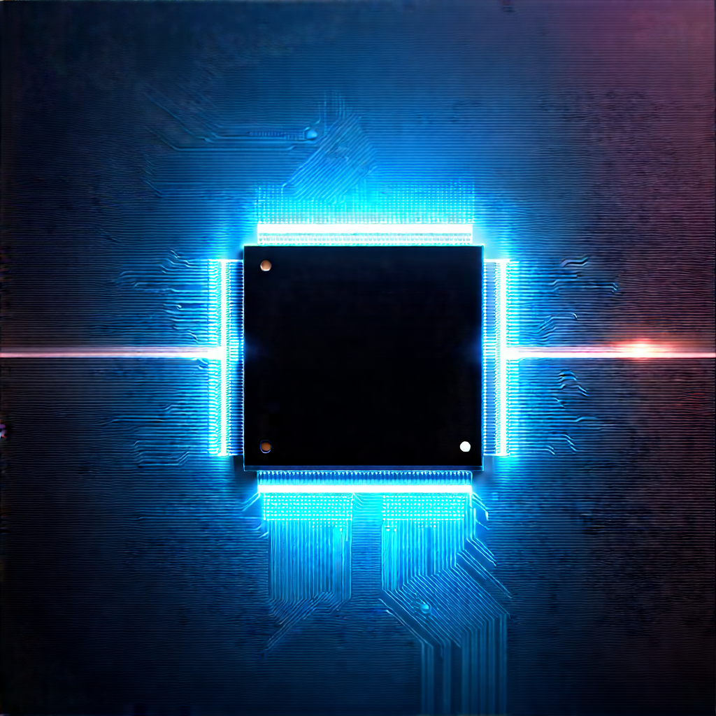 Microchip with blue light (glow:1.33)