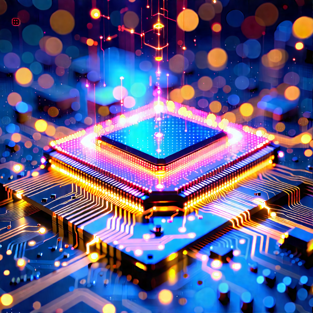 Microchip With Data Streams With Close-up Computer