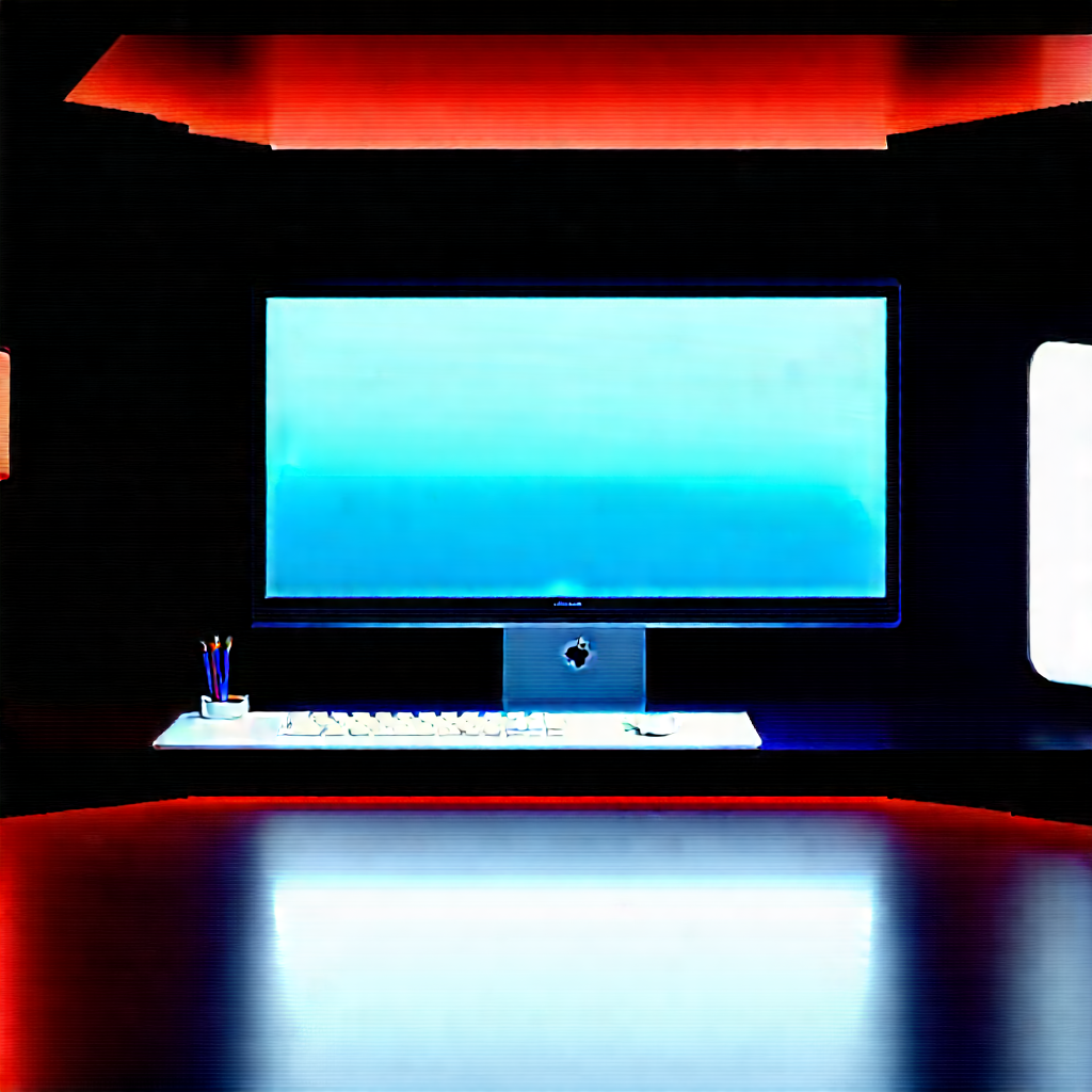 Futuristic Digital Workspace With Computer Monitor