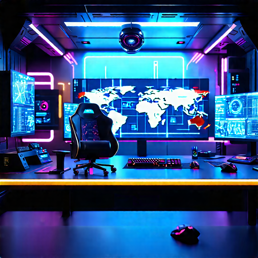 Futuristic Digital Workspace With Image, There