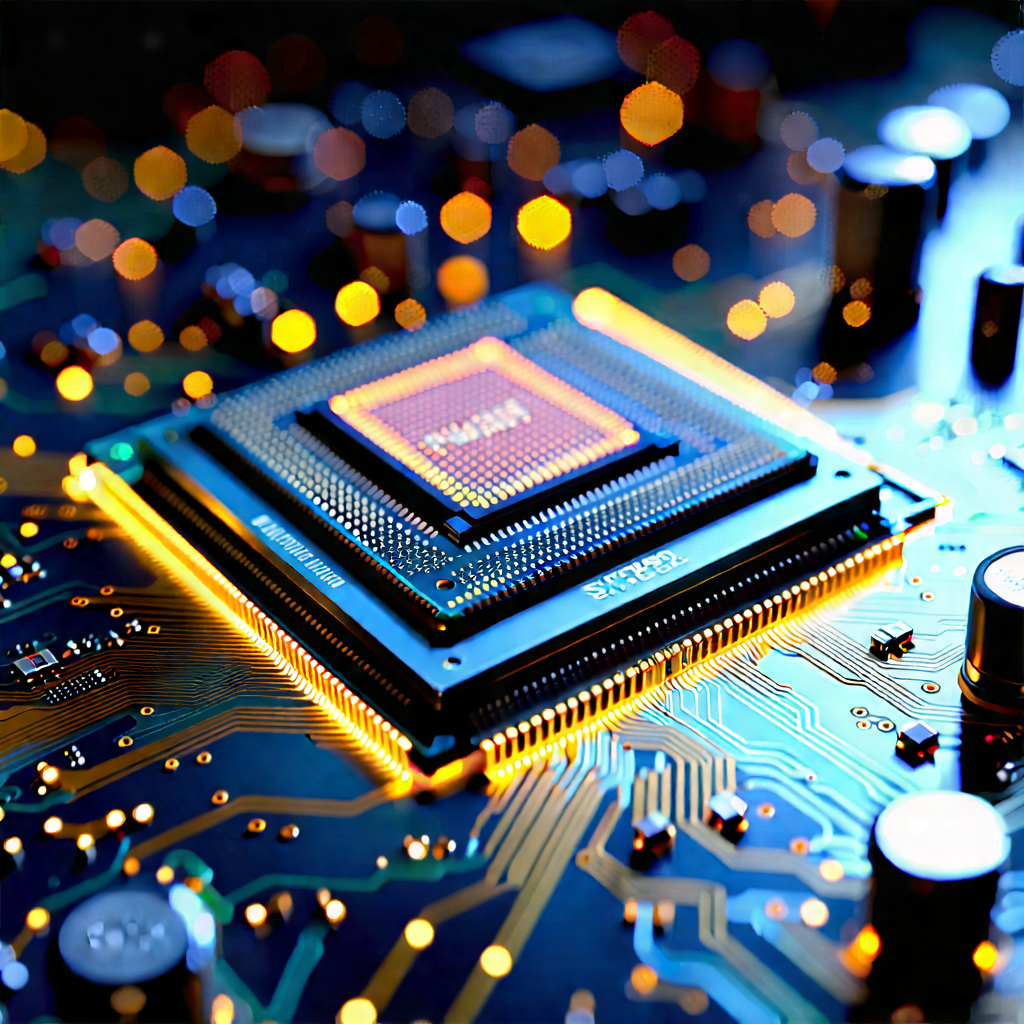 Close-up Of Microprocessor With Close-up Computer