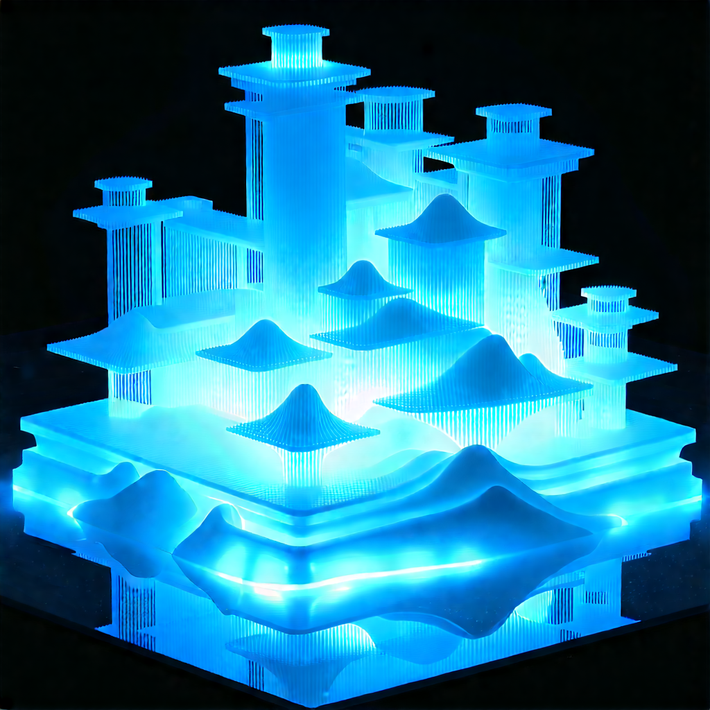 3d Printer With Blue Light Glow With Blue Light