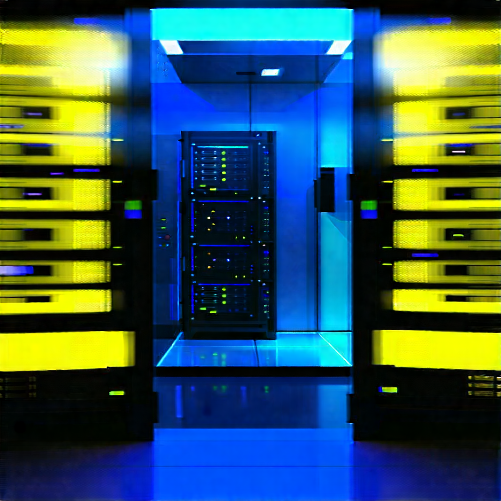 Server Rack With Holographic Projection With Image, There