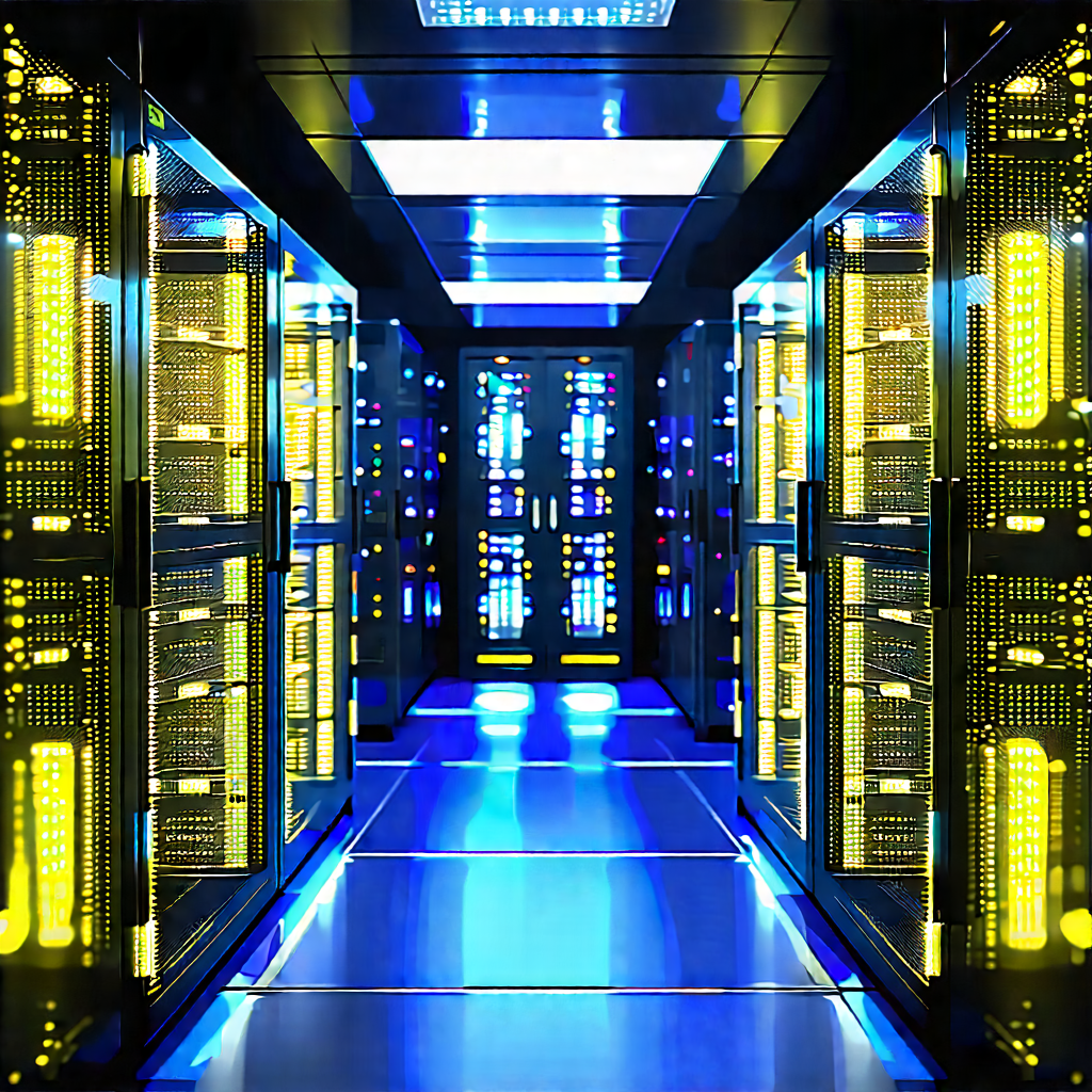 Server Rack With (digital:1.4) Particles With Image, There